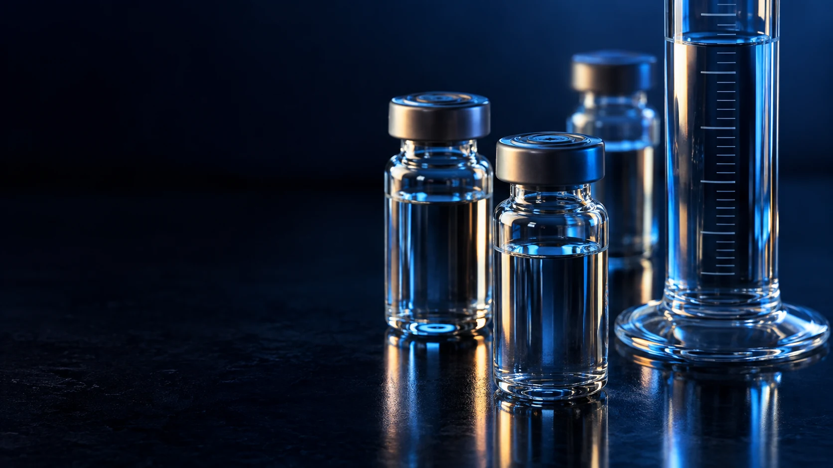 Blue light through laboratory glassware